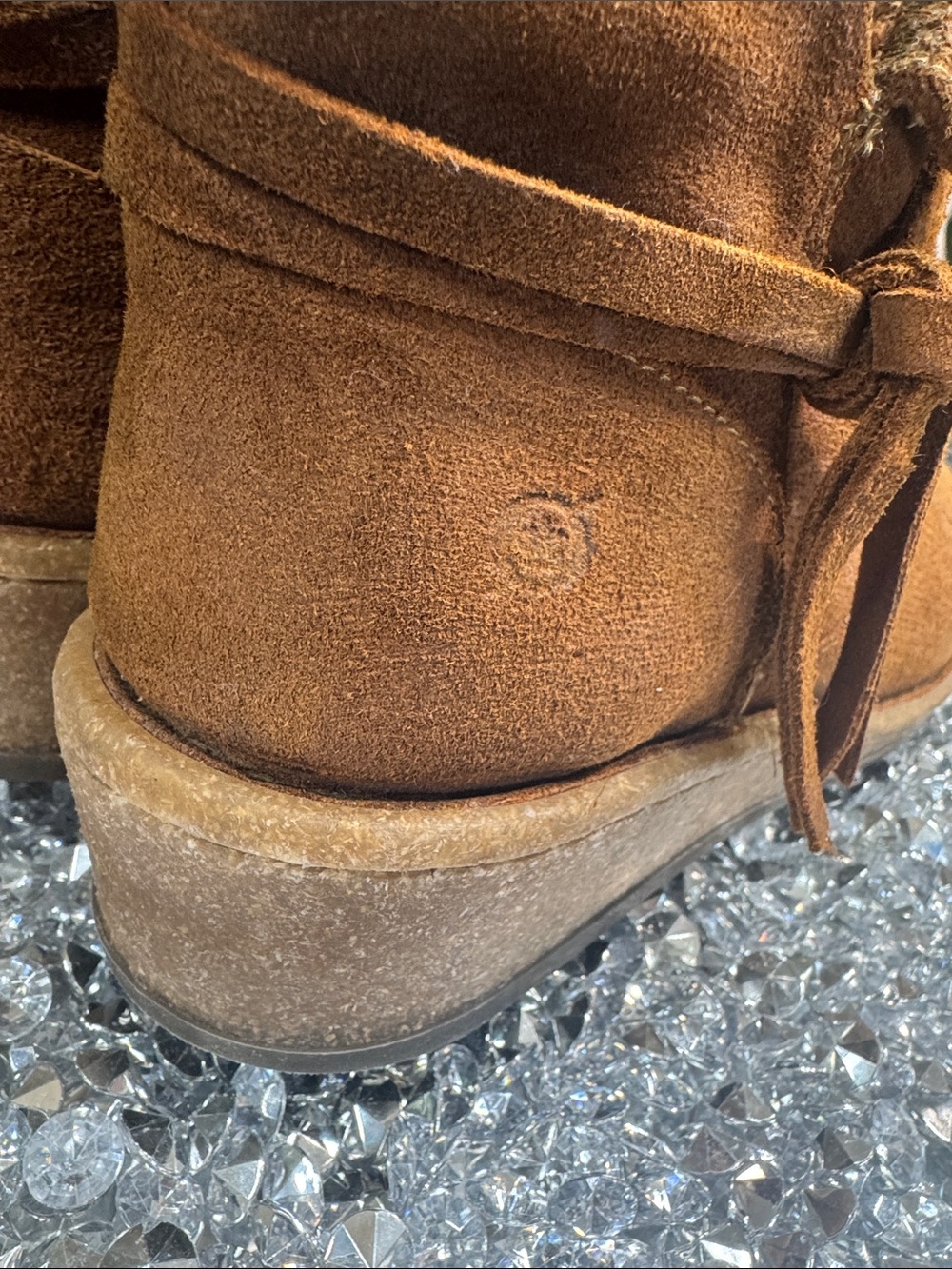 Born Women's Cognac Suede Ankle Booties with Side Tie - Picture 6 of 16
